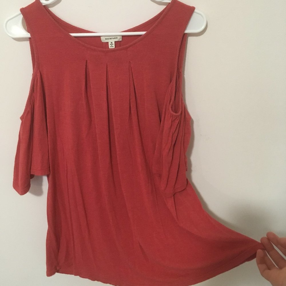 Red Cold Shoulder Top - Picture 9 of 9